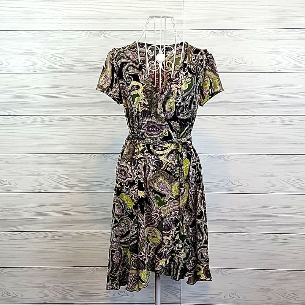 Apt. 9 paisley print midi dress with ruffle Women's Size M